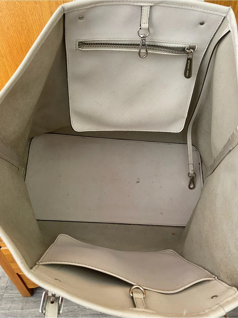 Michael Kors White Leather Shoulder Tote with Slim Straps